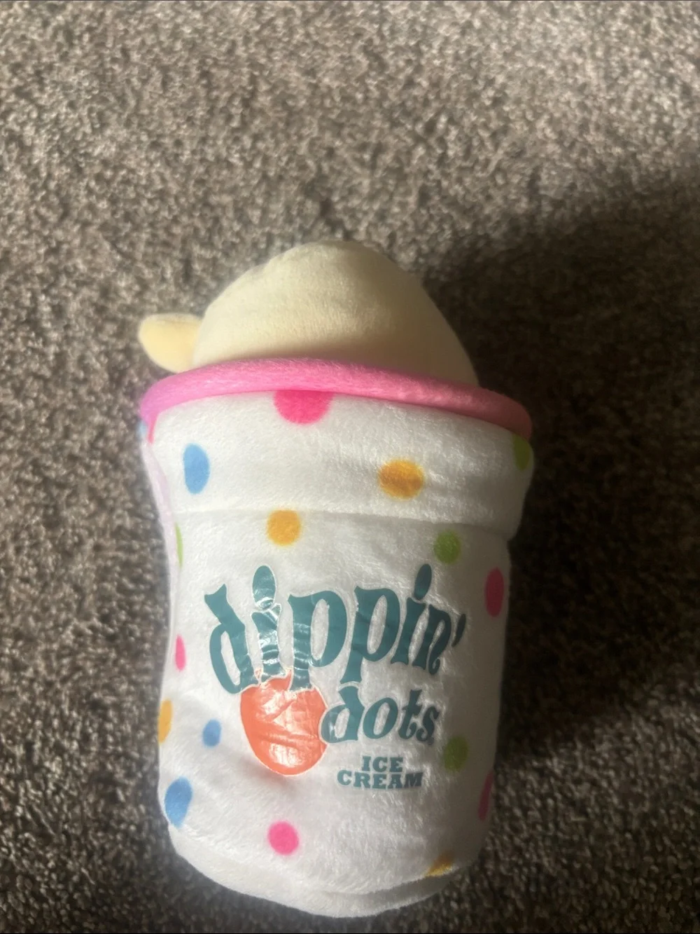Plush Ice Cream Toy - White with Pink Trim